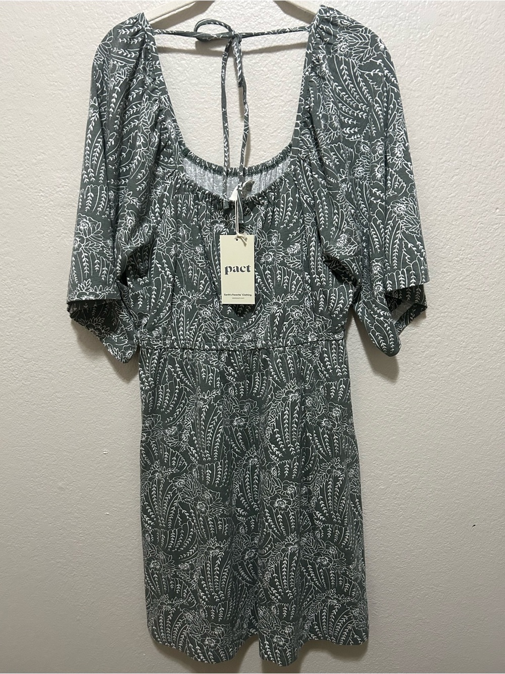 Pact Green Printed Square-Neck Midi Dress - Picture 6 of 11